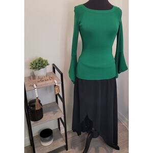 VTG I.N.C. Green Flutter Sleeve Blouse XS Fairycore Witchy Ethereal Alt Romantic